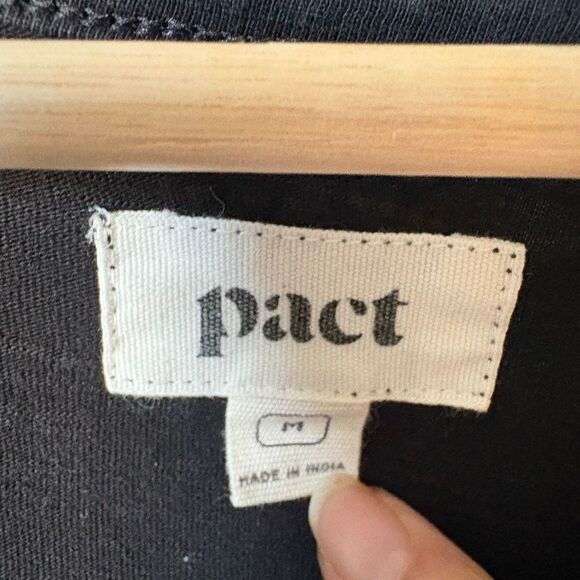 Pact Sleeveless Black Tiered Midi Organic Cotton Dress Casual Everyday size M - Picture 5 of 6